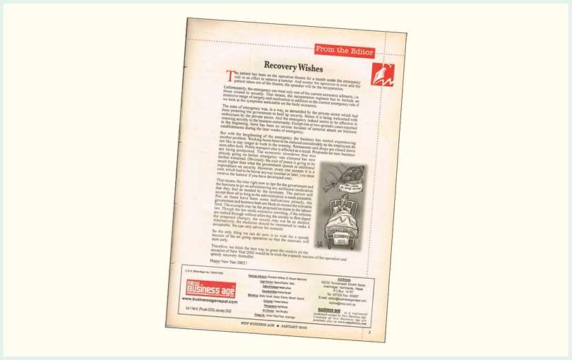 Recovery Wishes [EDITORIAL - January 2002]