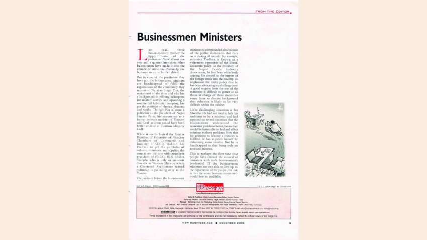 Businessmen Ministers