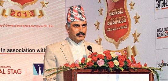 Minister for Finance, Industries , Commerce and Supplies, Government of Nepal, Shankar Koirala addressing the audience