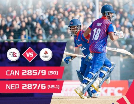 Nepal Wins ODI Series against Canada   