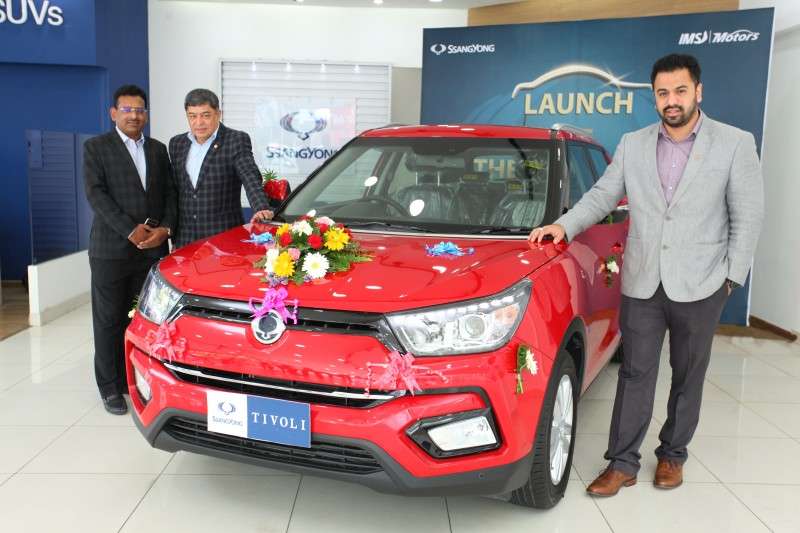 Representatives of IMS Motors during the launch of SsangYong Tivoli in Kathmandu. The market price of SsangYong Tivoli with automatic gear box is Rs 6.599 million while the manual semi-loading vehicle is priced at Rs 5.699 million. 
Photo Courtesy: IMS Motors
