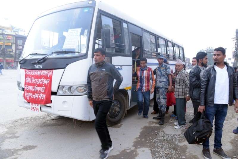Armed Police Force running free bus service on the occasion of Dashain. Photo Courtesy: APF