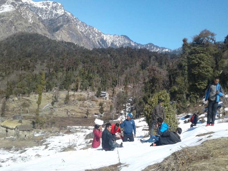 Domestic tourists visit Ramroshan area of Achham district on the occasion of the World Wetlands Day on Saturday. Photo: Sushil Bhandari/NBA
