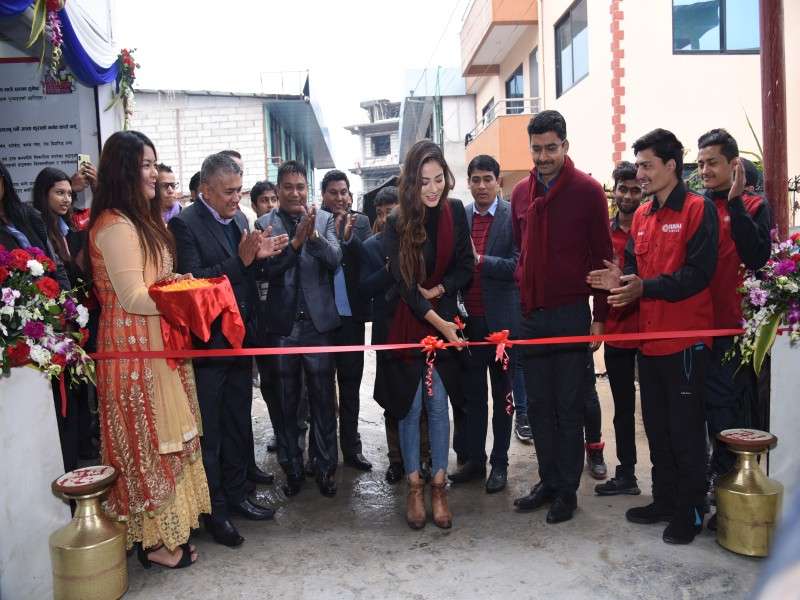 Miss Nepal Shrinkhala Khatiwada inaugurating a new showroom of Yamaha at Sitapaila in this recent photo. Photo Courtesy: MAW