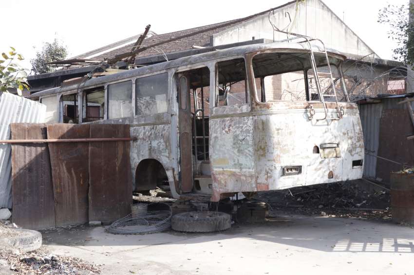 A trolley bus lying in a dilapidated state on the premises of New Baneshwar-based Department of Transport Management. The government had set up the trolley bus service in 1975 with the support from the Chinese government. The buses which operate on electricity are lying in a deplorable state at a time when the government is planning to introduce new electric vehicles. Photo: Pradeep Kumar Shrestha/NBA